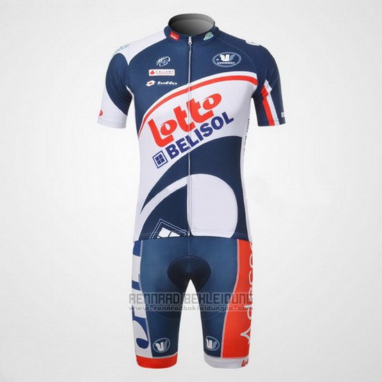 2012 Fahrradbekleidung Lotto Belisol Wei und Blau Trikot Kurzarm und Tragerhose - zum Schließen ins Bild klicken